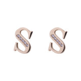 Letter S Initial CZ Stud Earrings in 14k Yellow Gold - Artisan Carat