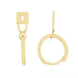 14K Gold Dangle Lock Hoop Earrings - Artisan Carat