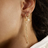 14K Gold Dangle Lock Huggies Hoop Earrings - Artisan Carat