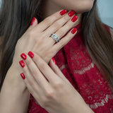 Past Present Future Open Shank Diamond Engagement Ring in 18k White Gold - Artisan Carat