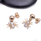 Hanging CZ Spider Stud Earrings in 14k Yellow Gold - Artisan Carat