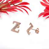 Letter Z Initial CZ Stud Earrings in 14k Yellow Gold - Artisan Carat