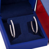 Large Round Diamond Hoop Earrings in 18k White Gold - Artisan Carat