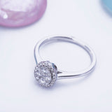 Halo Solitaire Cluster Set Engagement Ring in 18k White Gold - Artisan Carat
