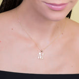 Letter M CZ Initial Pendant with Necklace in 14k Yellow Gold - Artisan Carat