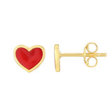 14K Gold Be My Valentine Heart Enamel Earrings - Artisan Carat