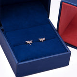 Mini Dragonfly CZ Stud Earrings in 14k Yellow Gold - Artisan Carat