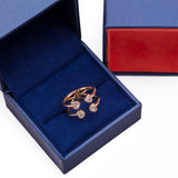 Four Heart Open Double Band Diamond Ring in 18k Rose Gold - Artisan Carat