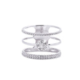 Hidden Tri-Band Halo Diamond Ring in 18k White Gold - Artisan Carat