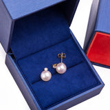 Large Freshwater Pearl and Diamond Stud Earrings in 14k Yellow Gold - Artisan Carat