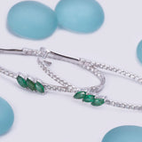 Oval Emerald and Diamond Hoop Earrings in 18k White Gold - Artisan Carat