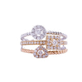 Triple Halo Princess Round Heart Diamond Ring in 18k White Yellow and Rose Gold - Artisan Carat