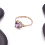 June Alexandrite Light Purple CZ Gem Birthstone Ring in 14k Yellow Gold - Artisan Carat