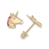14k Gold Unicorn Screwback  Earrings - Artisan Carat