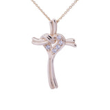 Braided Heart Cross CZ Pendant with Necklace in 14k Yellow Gold - Artisan Carat