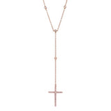 Diamonds by the Yard Hanging Cross Pendant with Necklace in 18k Rose Gold - Artisan Carat