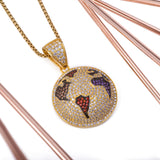 Sterling Silver Flat Globe Gemstones Yellow Gold CZ Pendant with Necklace - Artisan Carat