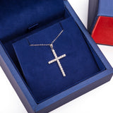 Medium Diamond Cross Pendant with Necklace in 18k White Gold - Artisan Carat