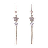Hanging Stars CZ Rope Lever Back Earrings in 14k Yellow Gold - Artisan Carat