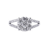 Flower Set Double Band Diamond Engagement Ring in 18k White Gold - Artisan Carat