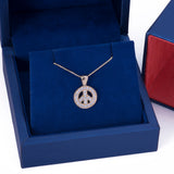 Peace Sign CZ Pendant with Necklace in 14k Yellow Gold - Artisan Carat