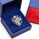Origami Design Halo Four Band Diamond Ring in 18k White Gold - Artisan Carat