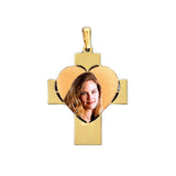 14k Gold Cross Custom Picture Charm Pendant Necklace - Artisan Carat