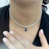 Eternally Sapphire Drop and Diamond Choker Necklace 14k Gold - Artisan Carat