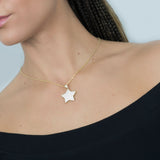 Large Five Star CZ Pendant with Necklace in 14k Yellow Gold - Artisan Carat