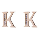 Letter K Initial CZ Stud Earrings in 14k Yellow Gold - Artisan Carat