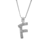 Sterling Silver Letter F Initial Baguette CZ Pendant with Necklace - Artisan Carat