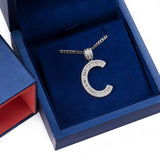 Sterling Silver Letter C Initial Baguette CZ Pendant with Necklace - Artisan Carat