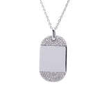 Half Diamond Pet Tag Pendant with Necklace in 18k White Gold - Artisan Carat