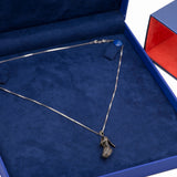 Black Diamond Stiletto Shoe Pendant with Necklace in 18k White Gold - Artisan Carat