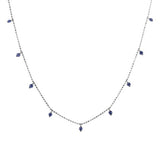 Blue Sapphire Pendant with Necklace in 18k White Gold - Artisan Carat