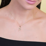Letter S CZ Initial Pendant with Necklace in 14k Yellow Gold - Artisan Carat