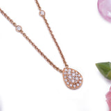 Diamonds by the Yard Halo Pear Shape Diamond Pendant with Necklace in 18k Rose Gold - Artisan Carat