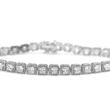 Sterling Silver Set Princess Cut CZ Tennis Necklace and Matching Bracelet - Artisan Carat