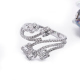 Twisted Five Stem Floating Baguette Diamond Ring in 18k White Gold - Artisan Carat