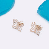 Transparent Butterfly Stud Earrings in 14k Yellow Gold - Artisan Carat