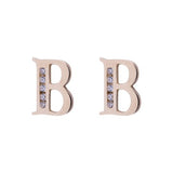 Letter B Initial CZ Stud Earrings in 14k Yellow Gold - Artisan Carat