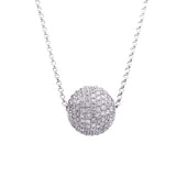 Round Disco Ball Diamond Pendant with Necklace in 18k White Gold - Artisan Carat