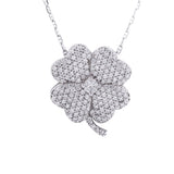 Four Leaf Clover Diamond Pendant with Necklace in 18k White Gold - Artisan Carat