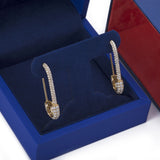 Open Safety Pin Hanging Diamond Stud Earrings in 18k Yellow Gold - Artisan Carat