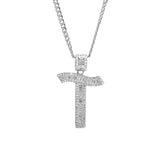 Sterling Silver Letter T Initial Baguette CZ Pendant with Necklace - Artisan Carat