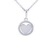 Heart Bezel CZ Pendant with Necklace in 14k White Gold - Artisan Carat