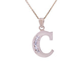 Letter C CZ Initial Pendant with Necklace in 14k Yellow Gold - Artisan Carat