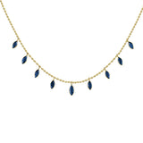 Ladies Trendy Blue Sapphire Layer Choker Necklace 14k Gold 3.80ctw - Artisan Carat