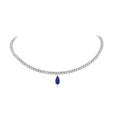 Eternally Sapphire Drop and Diamond Choker Necklace 14k Gold - Artisan Carat