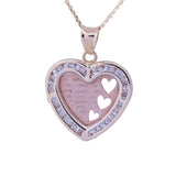 Amor & Love Heart CZ Pendant with Necklace in 14k Yellow Gold - Artisan Carat